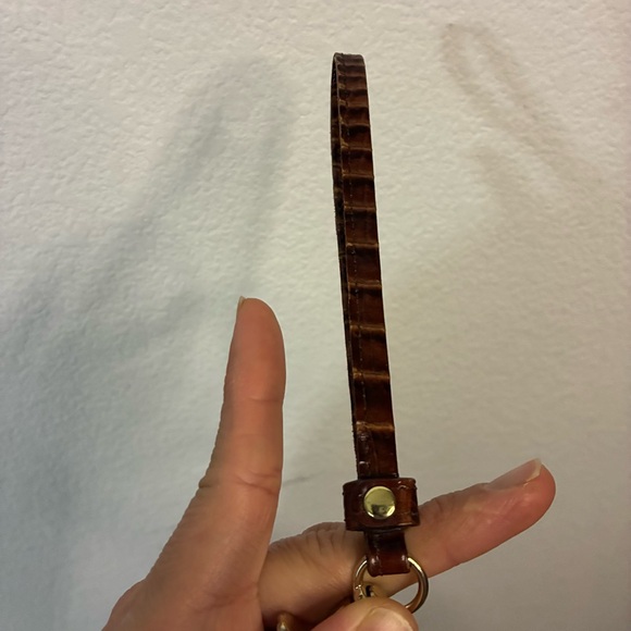 BRAHMIN DEBRA PECAN MELBOURNE GENUINE LEATHER CROC EMBOSSED WRISTLET WALLET - Picture 15 of 16